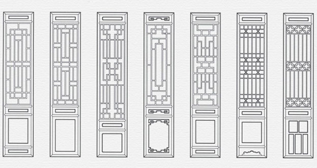 南桥镇常用中式仿古花窗图案隔断设计图